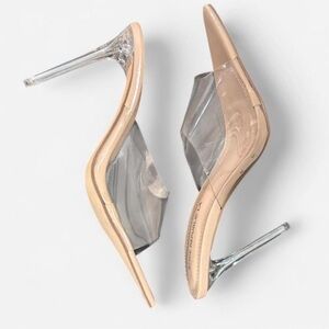 Shoe Republic LA Nude and Clear Heels